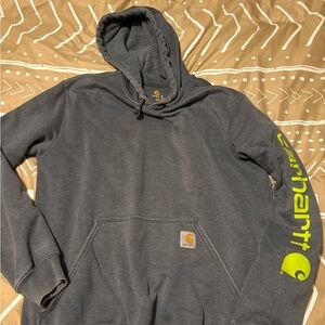 Carhartt Men's Dark Gray Hoodie with Neon Accents